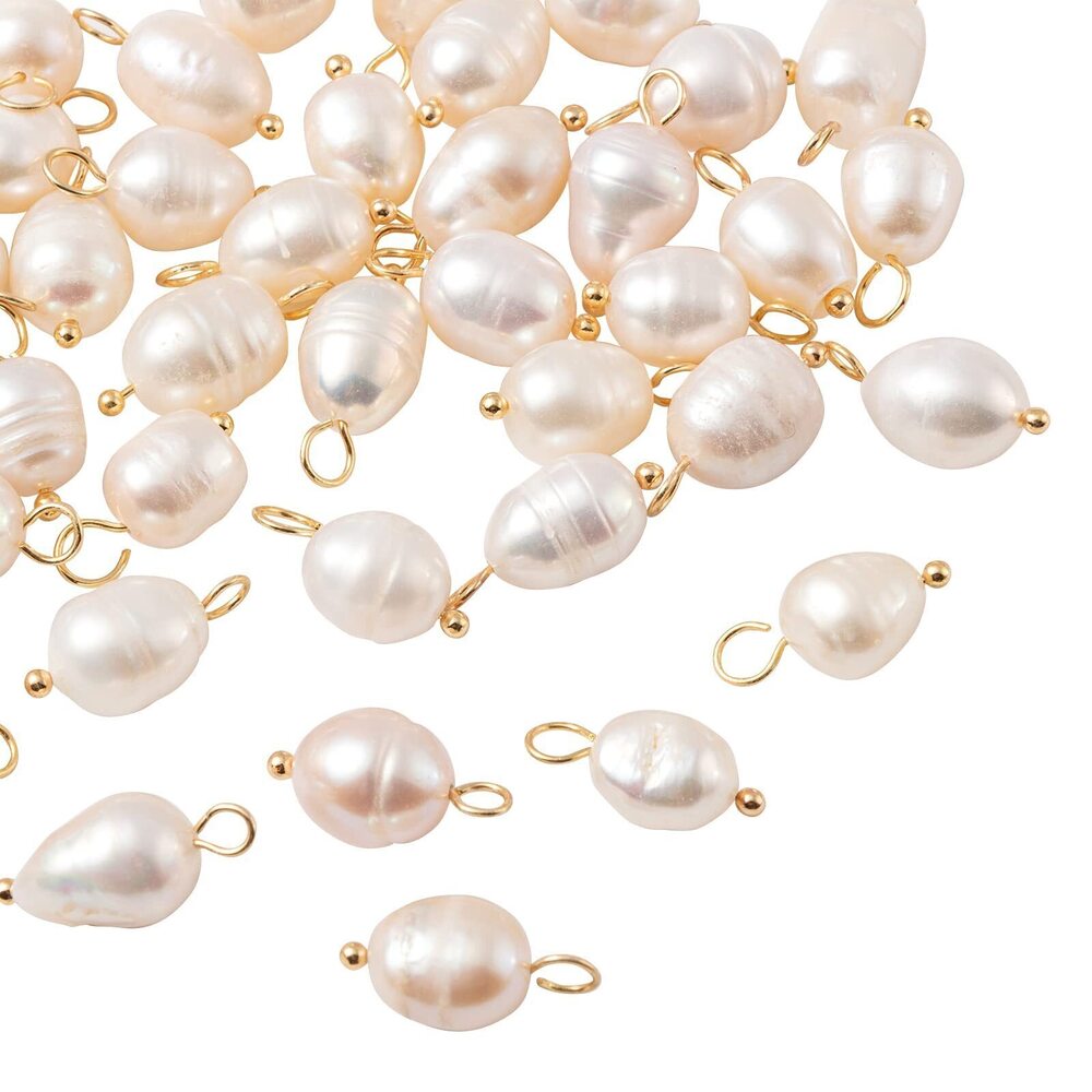 6755 50 Pcs Natural Cultured Freshwater Pearl Charms Small Pendants
